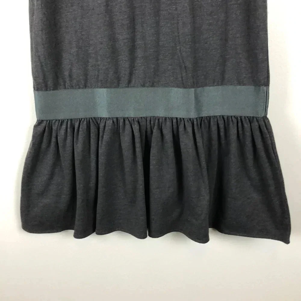 Ralph Lauren New Girls L Gray Sleeveless‎ Ruffle Cotton Blend Dress